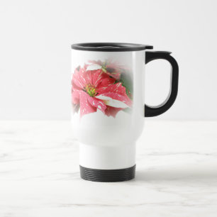 Poinsettia in rood en wit reisbeker