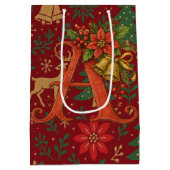 Poinsettia, Initial A Letter Reindeer Medium Gift  Cadeauzakje (Achterkant)