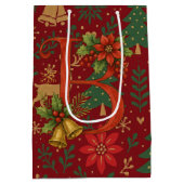 Poinsettia, Initial B Letter Reindeer Medium Gift  Medium Cadeauzakje (Achterkant)