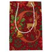 Poinsettia, Initial C Letter White Medium Gift Med Cadeauzakje (Voorkant)