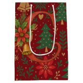 Poinsettia, Initial C Letter White Medium Gift Med Cadeauzakje (Achterkant)