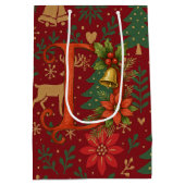 Poinsettia, Initial D Letter Reindeer Medium Cadeauzakje (Achterkant)