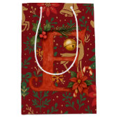 Poinsettia, Initial E Letter White Medium Gift Medium Cadeauzakje (Voorkant)