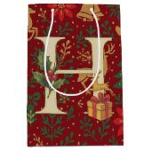 Poinsettia, Initial H Letter White Medium Gift Med Cadeauzakje (Voorkant)
