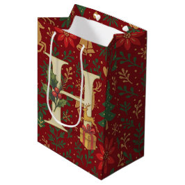 Poinsettia, Initial H Letter White Medium Gift Med Medium Cadeauzakje