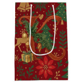 Poinsettia, Initial K Letter Reindeer Medium Gift Cadeauzakje (Achterkant)