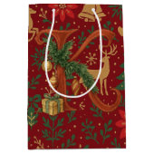 Poinsettia, Initial K Letter Reindeer Medium Gift Medium Cadeauzakje (Voorkant)