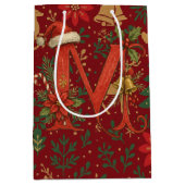 Poinsettia, Initial M Letter Reindeer Medium Gift  Cadeauzakje (Voorkant)