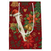 Poinsettia, Initial V Letter Reindeer Medium Gift  Cadeauzakje (Achterkant)