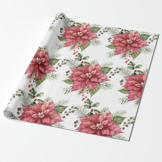 Poinsettia Inpakpapier (Uitgerold)