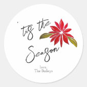 Poinsettia Is het seizoen kerstfeest gunst Ronde Sticker (Voorkant)