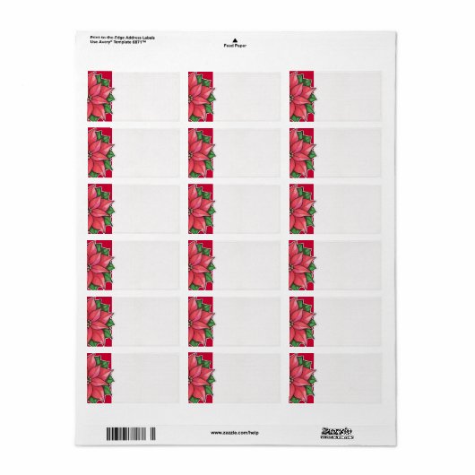 Poinsettia Joy Red Adres Label (Full Sheet)