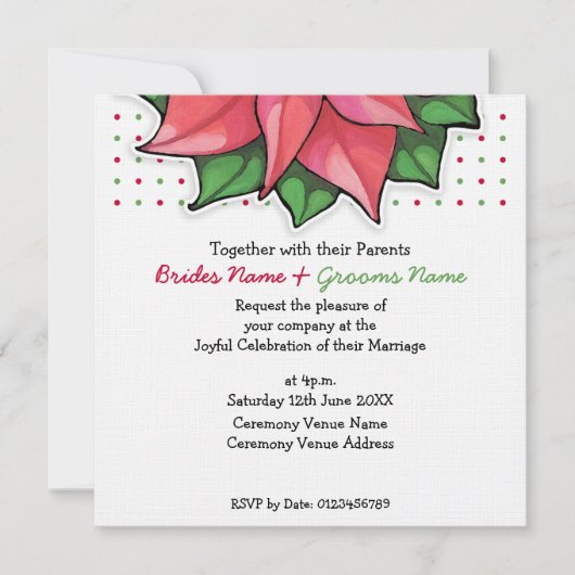 Poinsettia Joy stippen top Weddenschap Kaart (Voorkant)