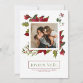 Poinsettia Joyeux Noël Elegant-kerstkaart Kaart (Voorkant)