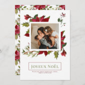 Poinsettia Joyeux Noël Elegant-kerstkaart Kaart (Voorkant / Achterkant)