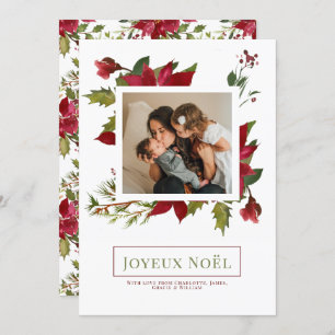 Poinsettia Joyeux Noël Elegant-kerstkaart Kaart