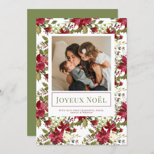 Poinsettia Joyeux Noël Elegant-kerstkaart Kaart