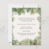 Poinsettia, kaarsen, dennen, kerstavond feestdagenkaart (Achterkant)