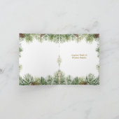 Poinsettia, kaarsen, dennen, klokken, Kerstmis Feestdagen Kaart (Binnen)