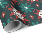 Poinsettia Kaleidoscope Geometrische Kerstmis Fees Cadeaupapier (Rol Hoek)