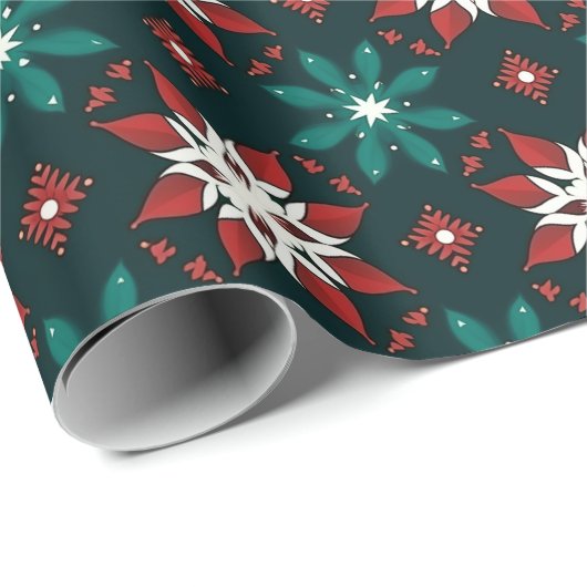 Poinsettia Kaleidoscope Geometrische Kerstmis Fees Cadeaupapier (Rol Hoek)