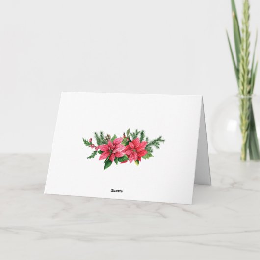 Poinsettia & kardinaal kerstfeestdag bedankkaart (Achterkant)
