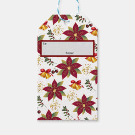 Poinsettia Kersklokken Kerstmis Cadeaulabel