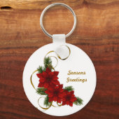 Poinsettia kerst Basic-Sleutelhanger Sleutelhanger (Voorkant)