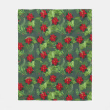 Poinsettia kerst bloem patroon Fleece Deken