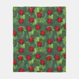 Poinsettia kerst bloem patroon Fleece Deken