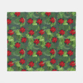 Poinsettia kerst bloem patroon Fleece Deken (Voorkant (Horizontaal))