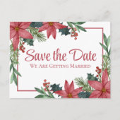 Poinsettia Kerst Bloemen Bruiloft Save The Date Briefkaart (Voorkant)