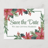 Poinsettia Kerst Bloemen Bruiloft Save The Date Briefkaart (Voorkant)
