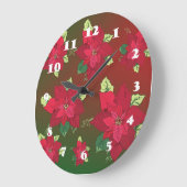 Poinsettia Kerst Bloemen Wandklok (Hoek)