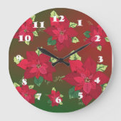 Poinsettia Kerst Bloemen Wandklok (Voorkant)