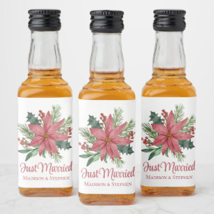 Poinsettia Kerst Bloemstuk Net Getrouwd Trouwen Likeurfles Etiket