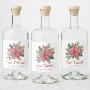 Poinsettia Kerst Bloemstuk Net Getrouwd Trouwen Likeurfles Etiket