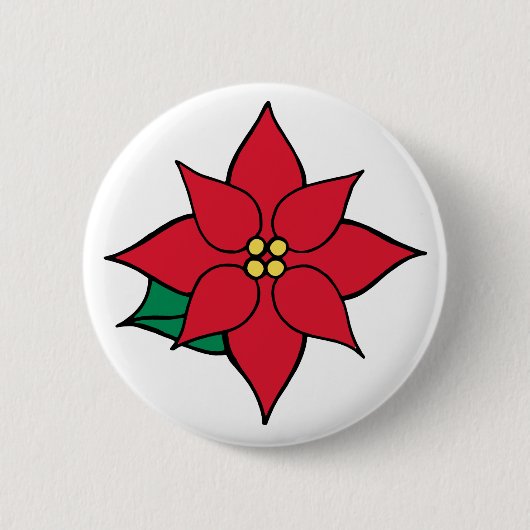 Poinsettia Kerst Button (Voorkant)