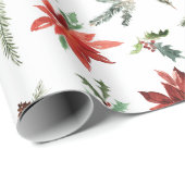 Poinsettia kerst cadeaupapier (Rol Hoek)