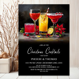Poinsettia Kerst Cocktailparty Kaart
