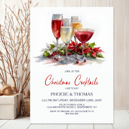 Poinsettia Kerst Cocktailparty Kaart