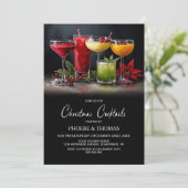 Poinsettia Kerst Cocktailparty Kaart (Staand voorkant)