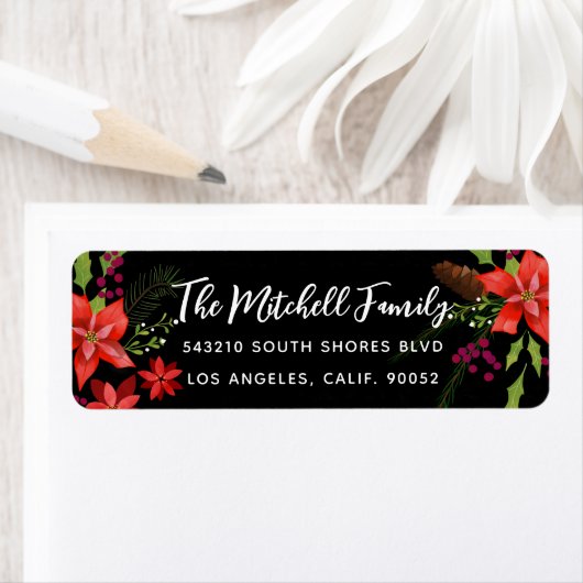 Poinsettia kerst etiket (Insitu)