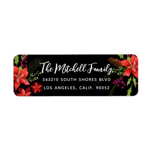 Poinsettia kerst etiket (Voorkant)