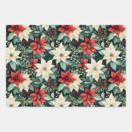 Poinsettia Kerst Flat Sheets Gift Wraps Inpakpapier Vel
