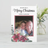 Poinsettia Kerst Foto Kaart (Staand voorkant)