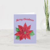 Poinsettia Kerst Groetkaart - Lavendel Kaart (Voorkant)