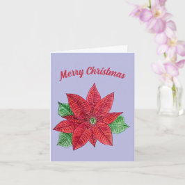 Poinsettia Kerst Groetkaart - Lavendel Kaart