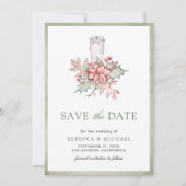 Poinsettia Kerst Kaars Foto Bruiloft Save The Date (Voorkant)