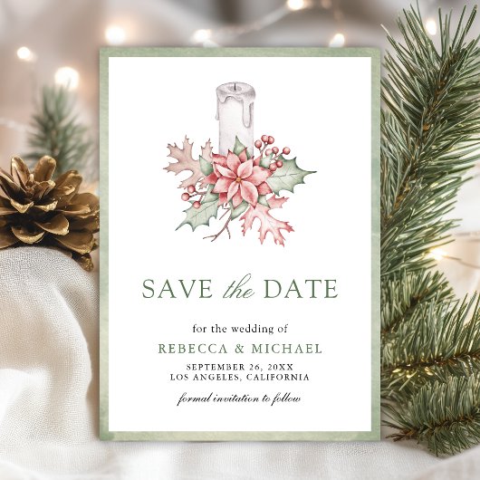 Poinsettia Kerst Kaars Foto Bruiloft Save The Date